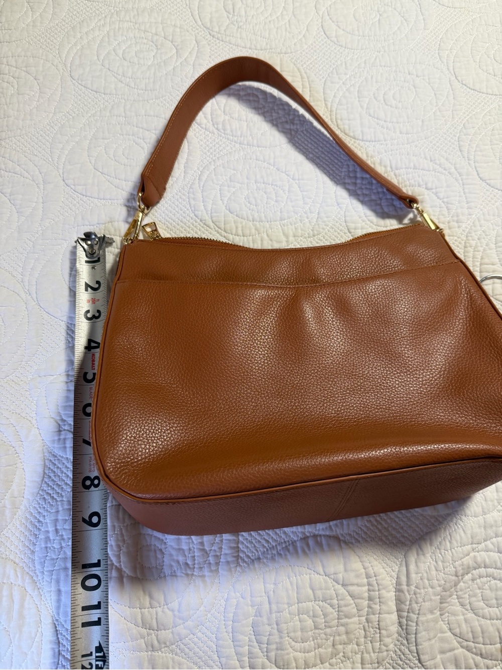 Brooks Brothers Pebbled Leather Shoulder Bag in Cognac - Picture 3 of 5
